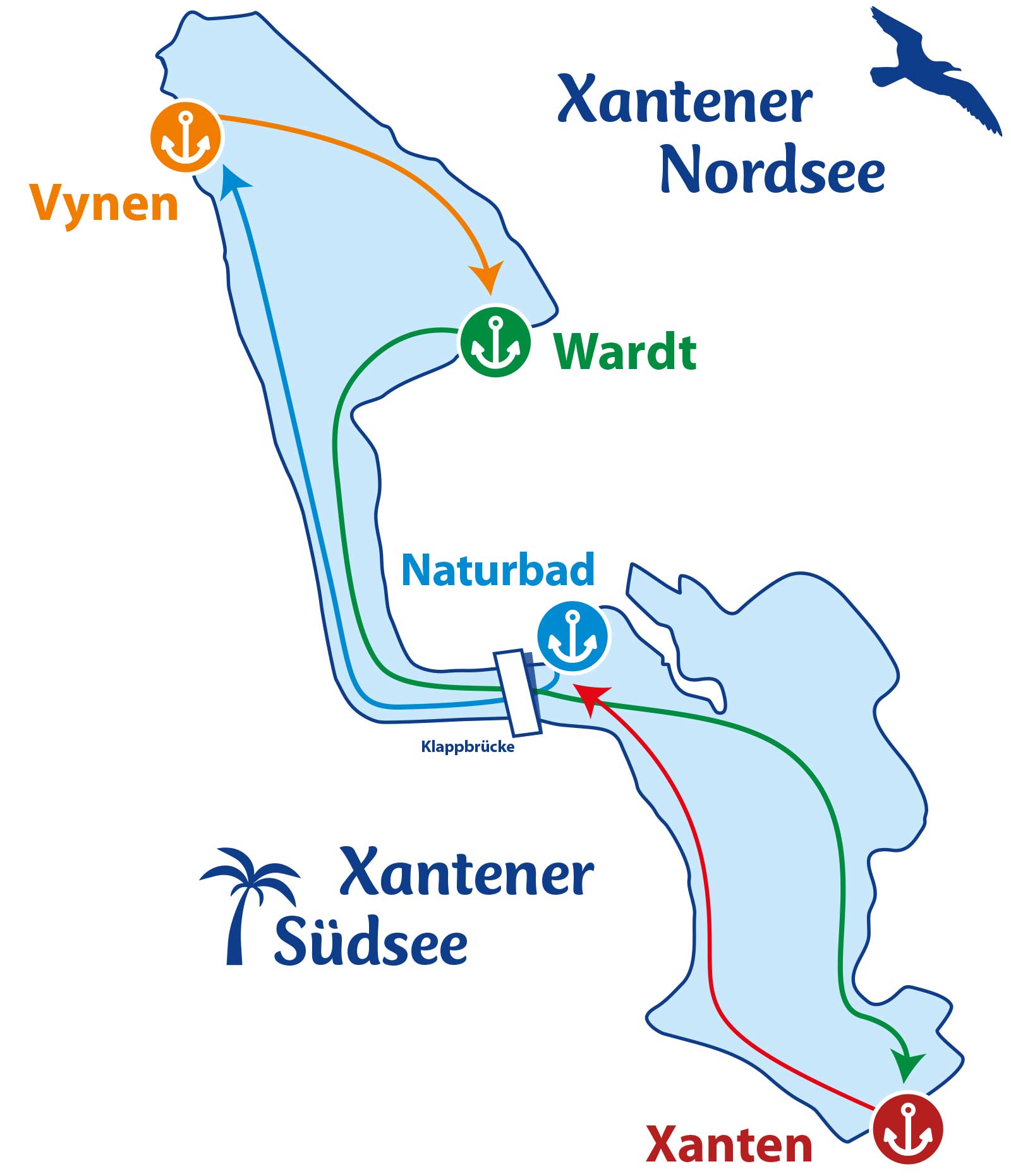 Karte Xantener Nordsee & Xantener Südsee